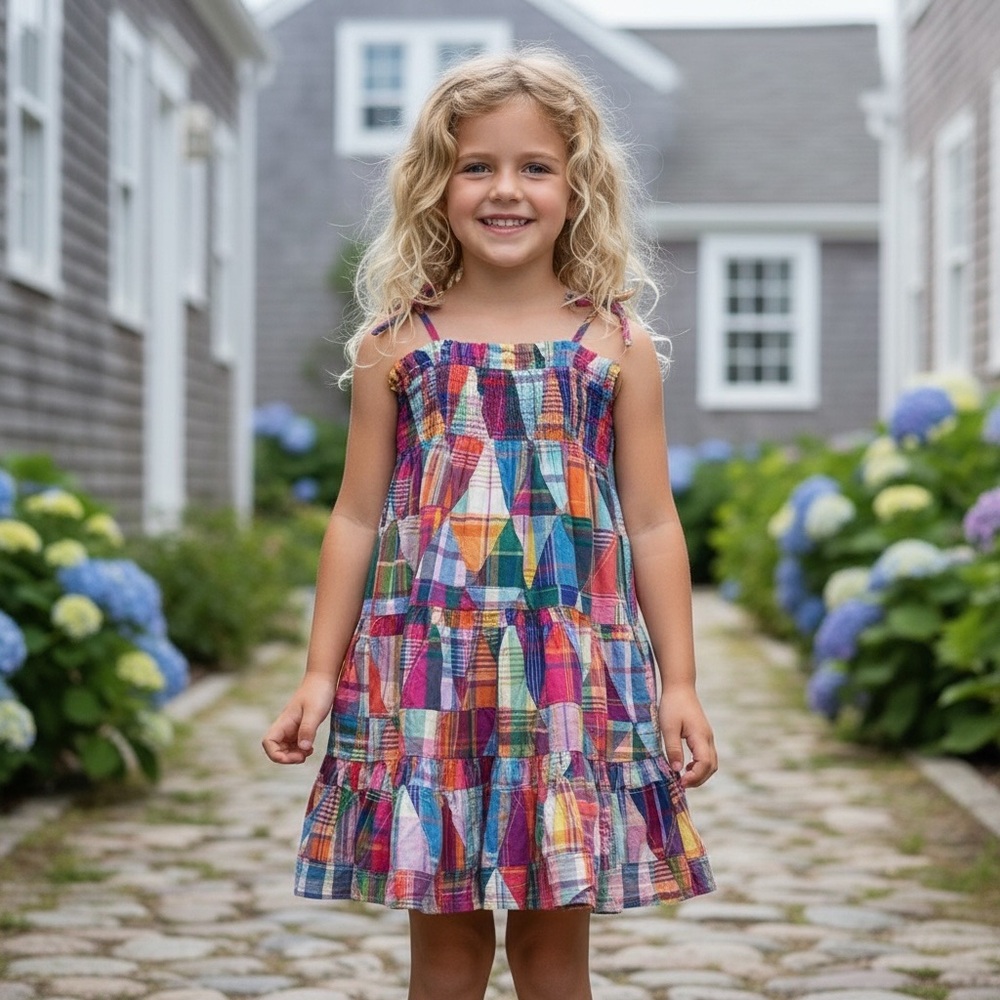 NWT Polo Ralph Lauren Girls Smocked‎ Patchwork Madras Dress Summer Vacation